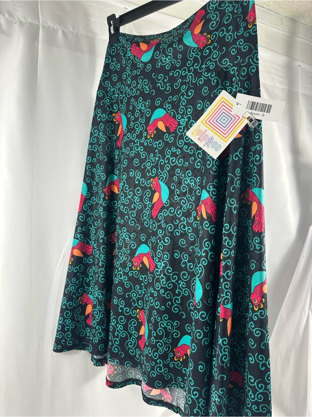 LuLaRoe Lola Skirt Women’s Small NWT Black Multicolor Bird Print Maxi Skirt